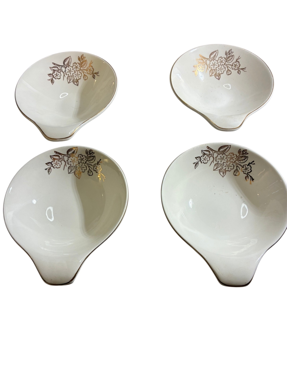Knowles White Porcelain Serving Bowls with Gold Floral Trim